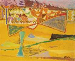 Sonniges Ufer 1947, Öl auf Papier, 40x50 cm
