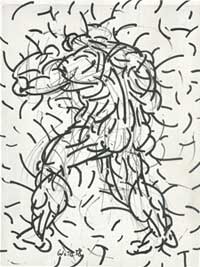 Boxer 1958, Filzstift auf Papier, 65x50 cm
